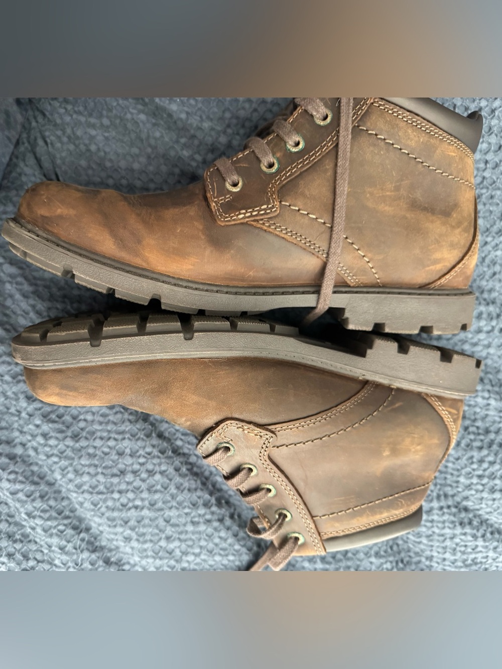 Rockport Men's Brown Leather Storm Surge WaterProof Plain Toe Lace-Up Boots, 7W
